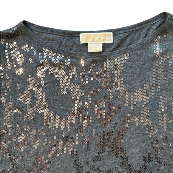 Michael Kors - Sequin Embellished Gray Top - Picture 4 of 5